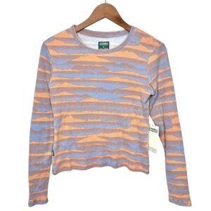 Parks Project Smoky Mountain Haze Crop Waffle Knit Long Sleeve S Peach Lavender